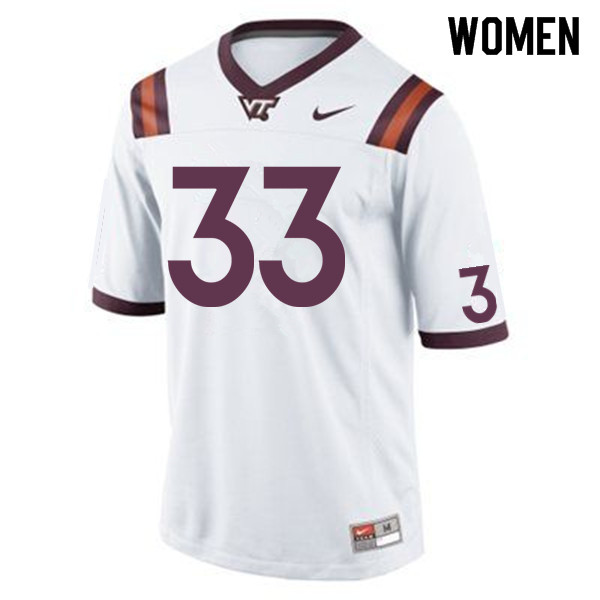 Women #33 Keonta Jenkins Virginia Tech Hokies College Football Jersey Sale-White - Click Image to Close